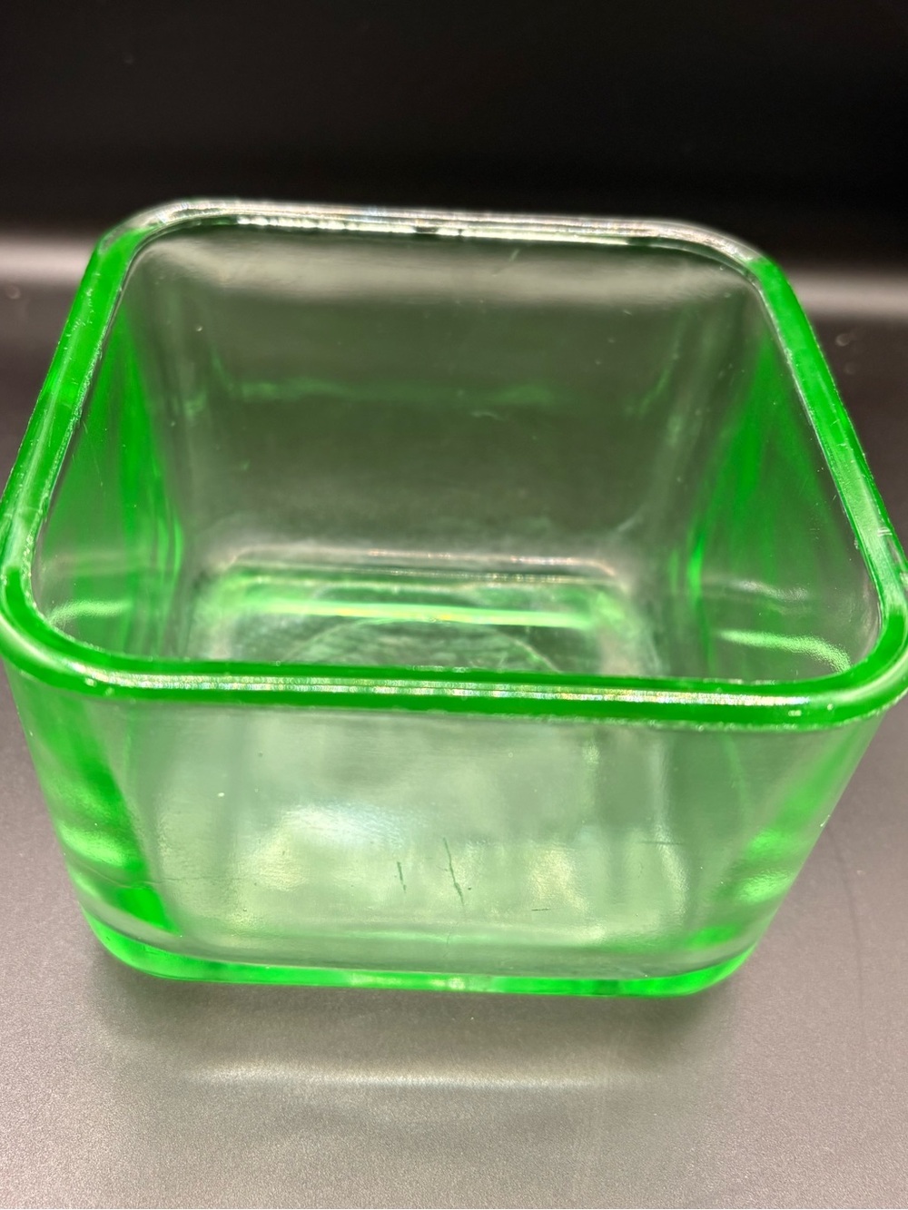 Vintage Green Depression Glass Refrigerator Dish Thorn & Leaf No Lid